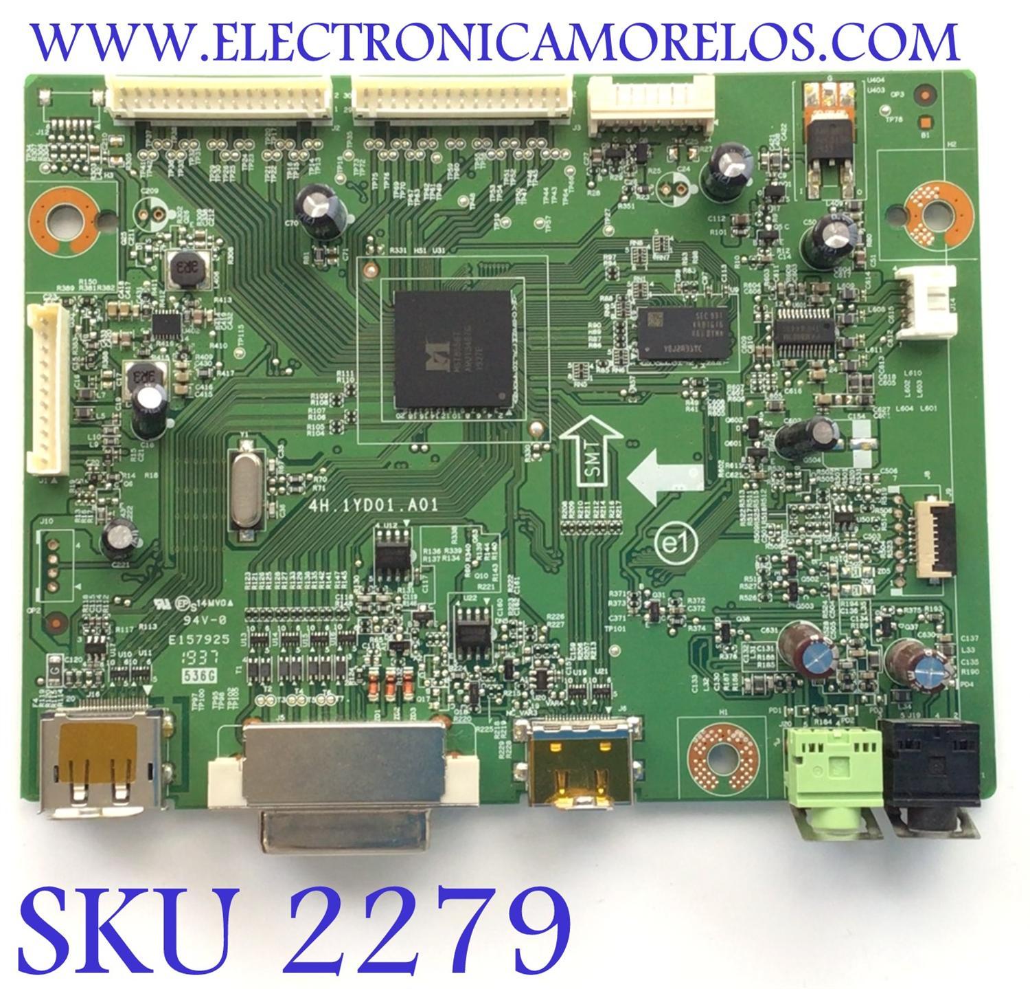 MAIN PARA MONITOR ASUS / NUMERO DE PARTE 5E1YD01022 / 4H.1YD01.A01 / K2RL5KEQ / DISPLAY M240HW01.V8 / MODELO VG248